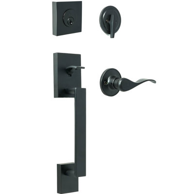 Premiere Essentials Handle With Lever And Deadbolt Reversible Entry Set