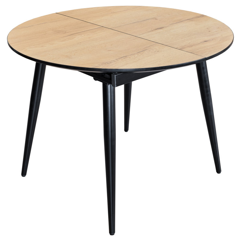 Canouan Extendable Oval Metal Base Dining Table, Natural Wood