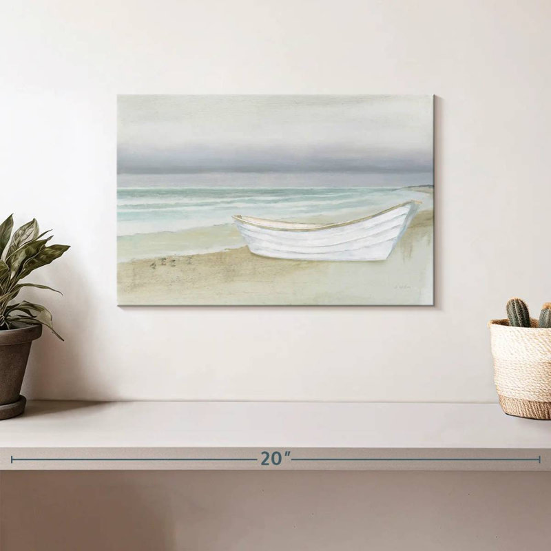 Mehar Serene Seaside With Boat, 8" H x 12" W
