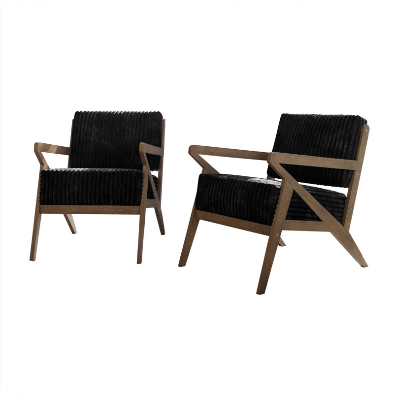 Ensemble de chaises d'appoint 2 pièces Merrin, Noyer, Noir