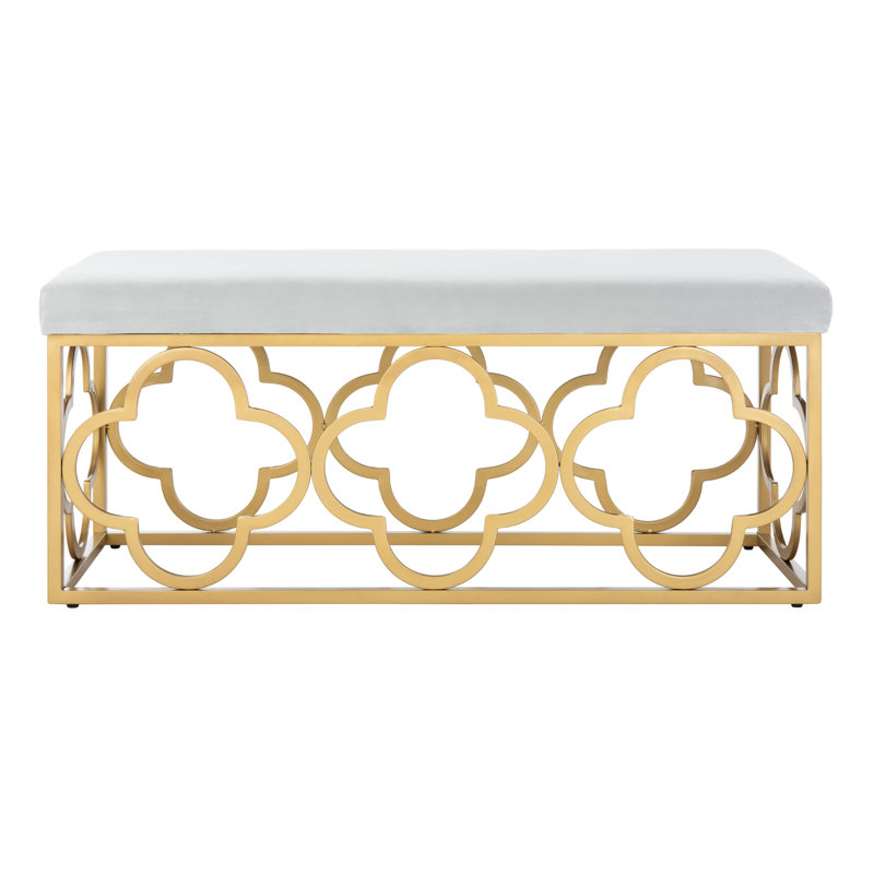 Rainn Velvet Upholstered Bench, Gray