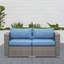 Ensemble de causeuse de patio en osier 2 pièces avec coussins bleus PE