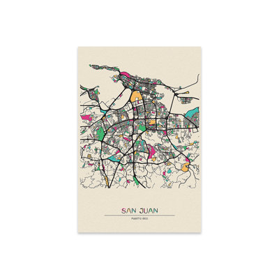 " San Juan, Puerto Rico Map " by Ayse Deniz Akerman
