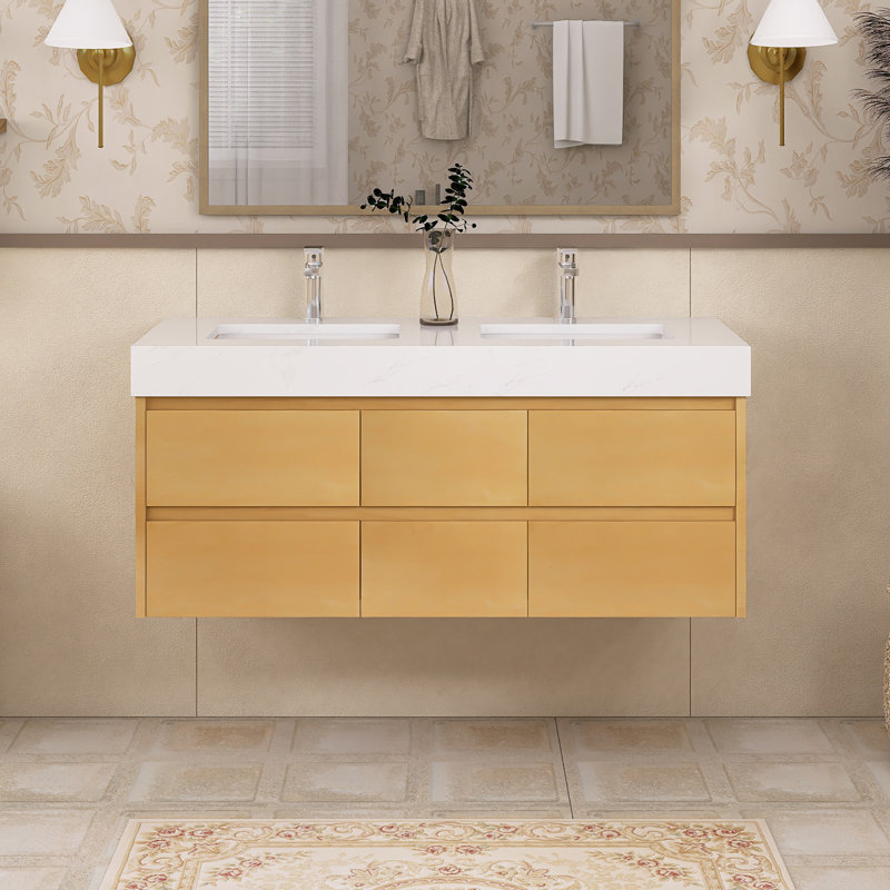 Ensemble de meuble-lavabo double 48 po avec comptoir en marbre, 48"