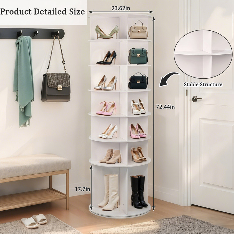 Range-chaussures rotatif à 7 niveaux avec base robuste