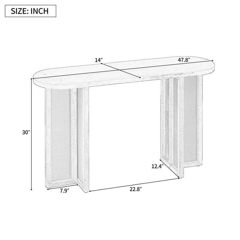 Console de 48 po pour le couloir, Bois naturel délavé