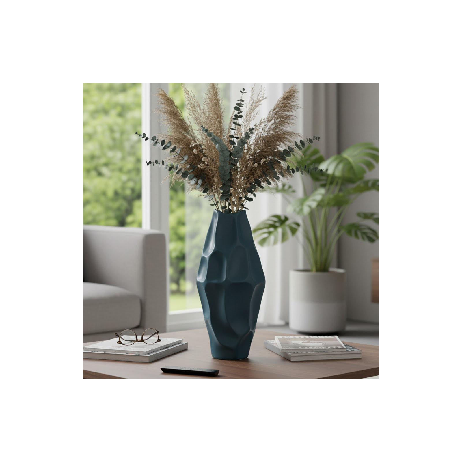 Antwerp Handmade Table Vase, Teal, 21" H x 9" W x 9" D