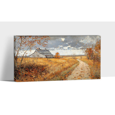 Art mural grand paysage d'automne - automne, décoration murale de style campagne rétro, paysage de campagne, peinture sur toile pour le salon, impressions sur toile tendue