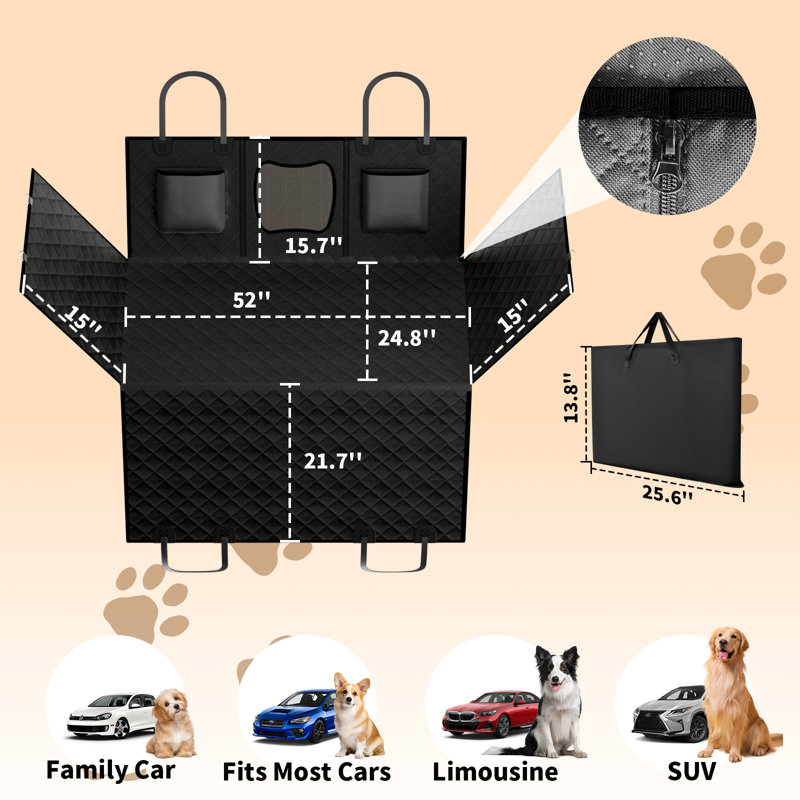 Housse pour siège d'auto pour chien, Noir, noir, noir, noir