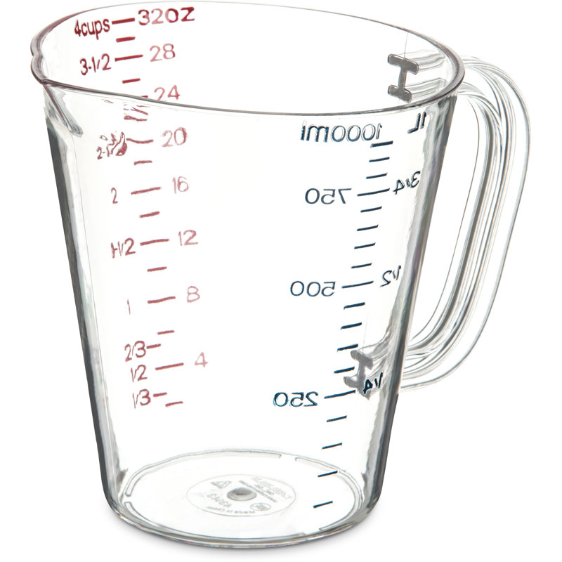 Carlisle Food Service Products 1 -Piece Plastic Stainless Steel Liquid Measuring Cups