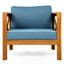 Fauteuil club d'extérieur en bois résistant aux intempéries avec coussins bleus, finition, conception ergonomique, spacieux pour les espaces imperméables-511918446