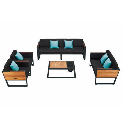 Wigfall Outdoor 3 - Piece Teak Conversation Set