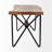  66-Inch Brown and Black Distressed Live Edge Solid Wood Dining Bench