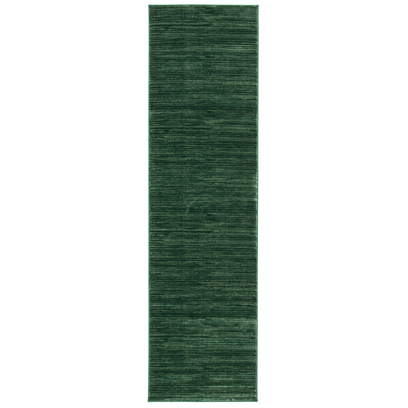 Tapis vert foncé tissé à plat Kynlee, Tapis de couloir 2 pi 2 po x 8 pi