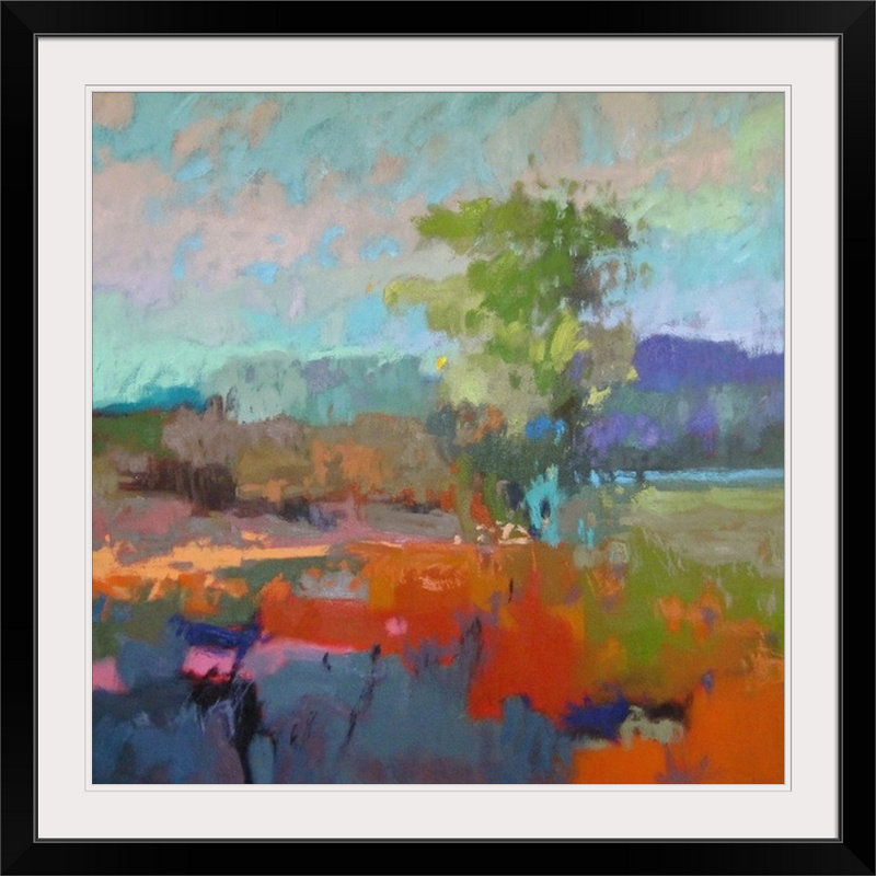 « xii » jane schmidt, reproduction d’art Colorfield, H 20" x l 20" x P 1", Cadre noir