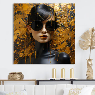 Black And Yellow Sunglasses Woman Portrait I - Glam Wall Art