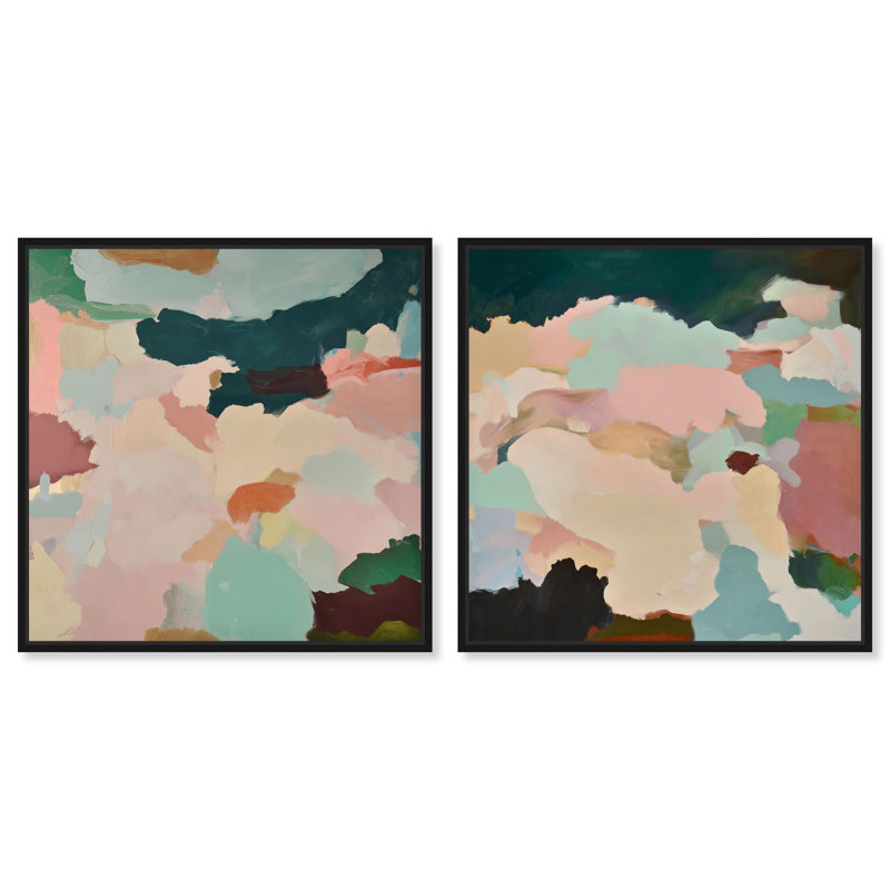 "Luxe Botanicals Boho Art", ensemble de 2 impressions sur toile par , Noir, H 25 po x l 25 po