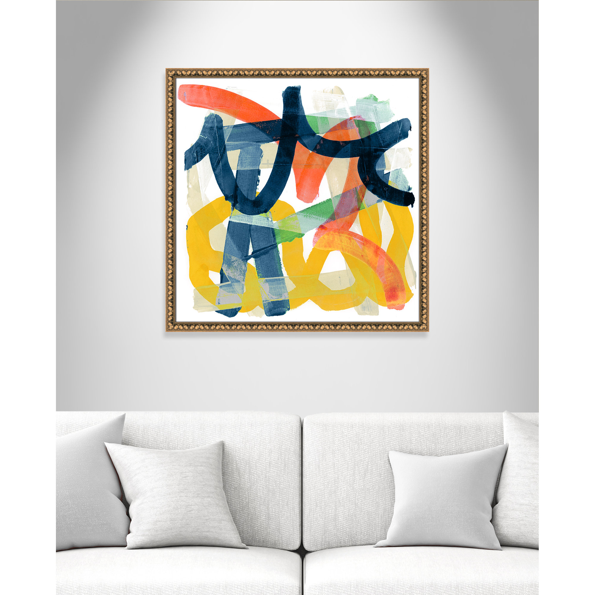 Shuffling by Cartissi - Picture Frame Painting, 33" H x 33" W x 1.13" D, Gold Bead Framed