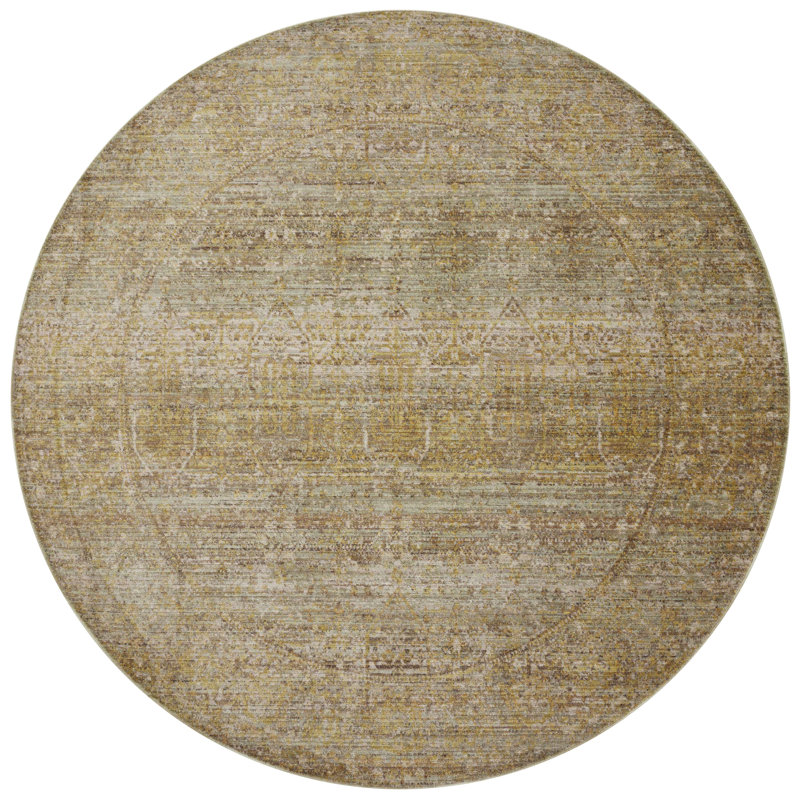 Jean Stoffer x Loloi Bradbury Dove / Gold Area Rug, Round 7'9" x 7'9"