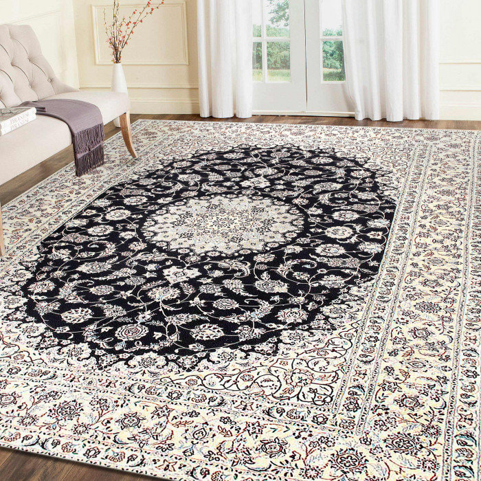 Tapis unique en laine et soie 6 pi 7 po x 9 pi 11 po Ilenna