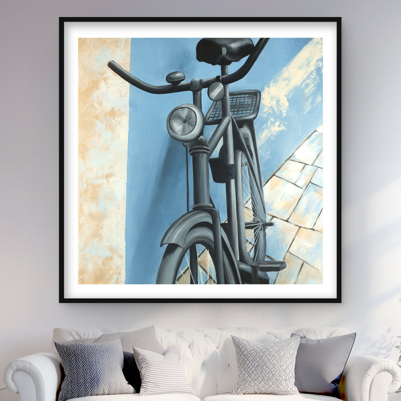 Abandonné à bicyclette - reproduction encadrée mate beige