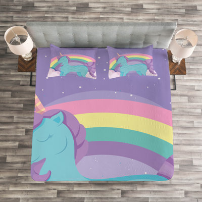 Accie Purple/Green Microfibre Bedspread Set