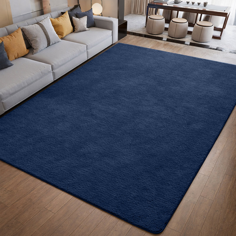 Solid Colour Machine Tufted Shag Area Rug, Navy, Rectangle 120 x 170 cm