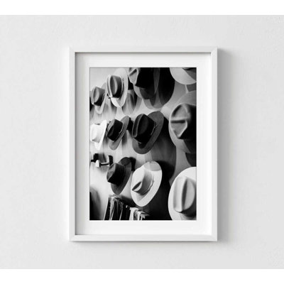 Cowboy Hat Wall Art: Classic Black and White Photo (Framed)