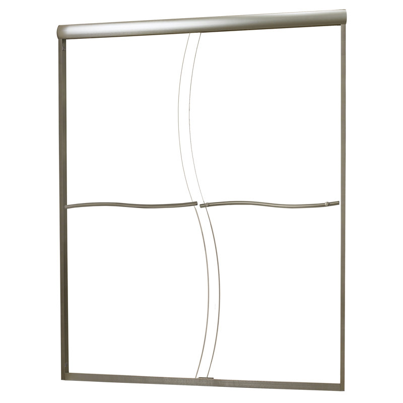  60" x 72" Bypass Frameless Shower Door, Brushed Nickel