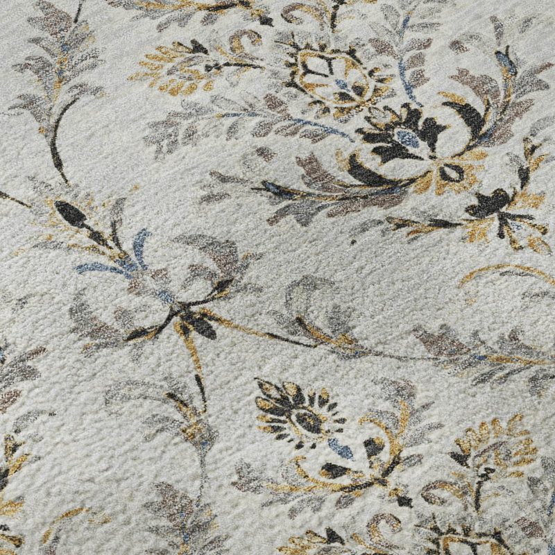Tapis damassé de qualité supérieure Mayfield AMF2325, Argent, 3 pi x 5 pi