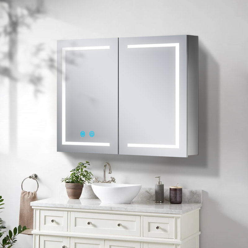 Armoire à pharmacie avec miroir et 3 tablettes fixes l 31,5 "x H 23,6" Gerding