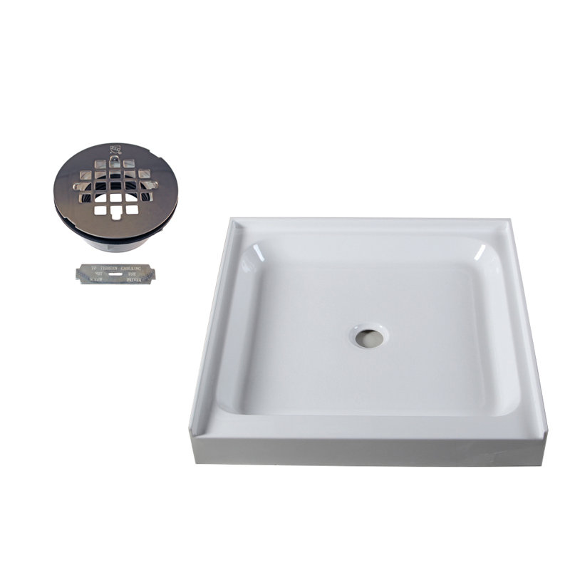 36'' W 36'' D Square Single Shower Base, Polished Chrome