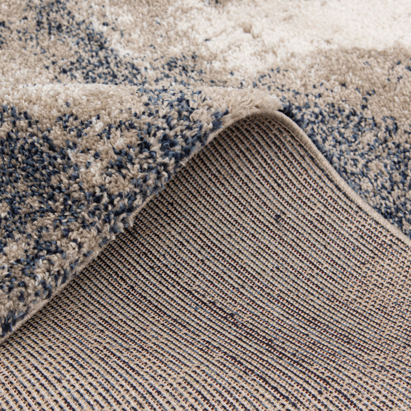 Tapis crème / bleu marine Kinsman, Rectangle 7 pi 10 po x 9 pi 10 po