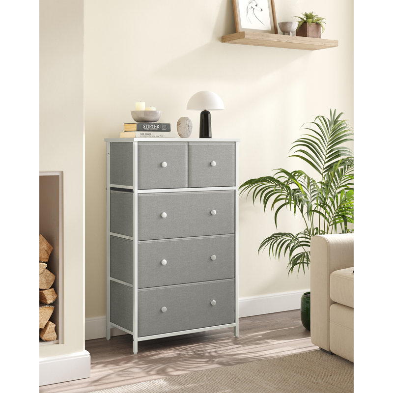 Adeoye 5 - Drawer Chest of Drawers, Light Grey/White