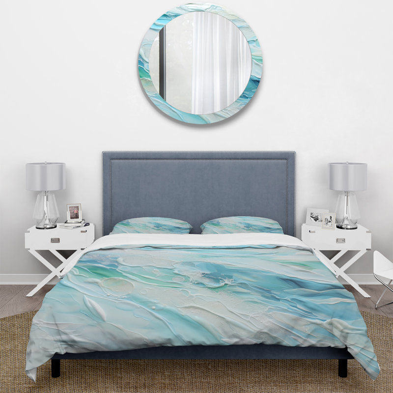 Ocean Charm liquide Art - ensemble de housse de couette côtier - microfibre de polyester