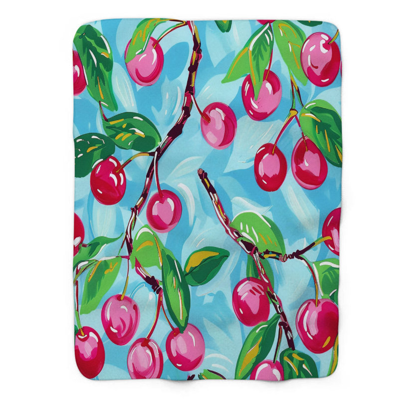 Soft Cherry Paintings - 1 pièce Sherpa Premium, L 60 po x L 80 po