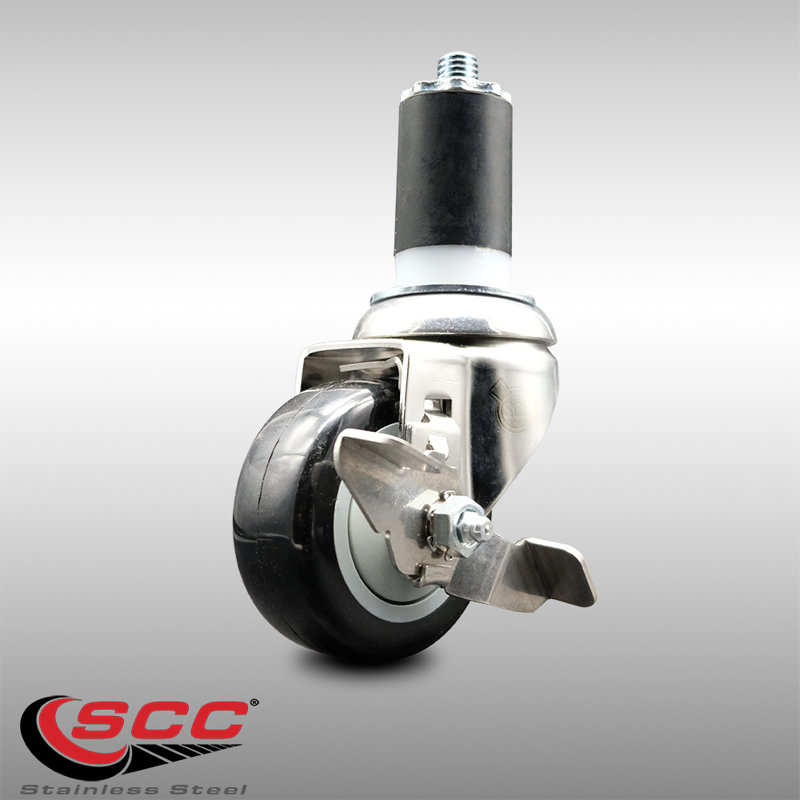 Polyurethane Swivel Expanding Stem Caster Brake, 3.5" H x 3.5" W