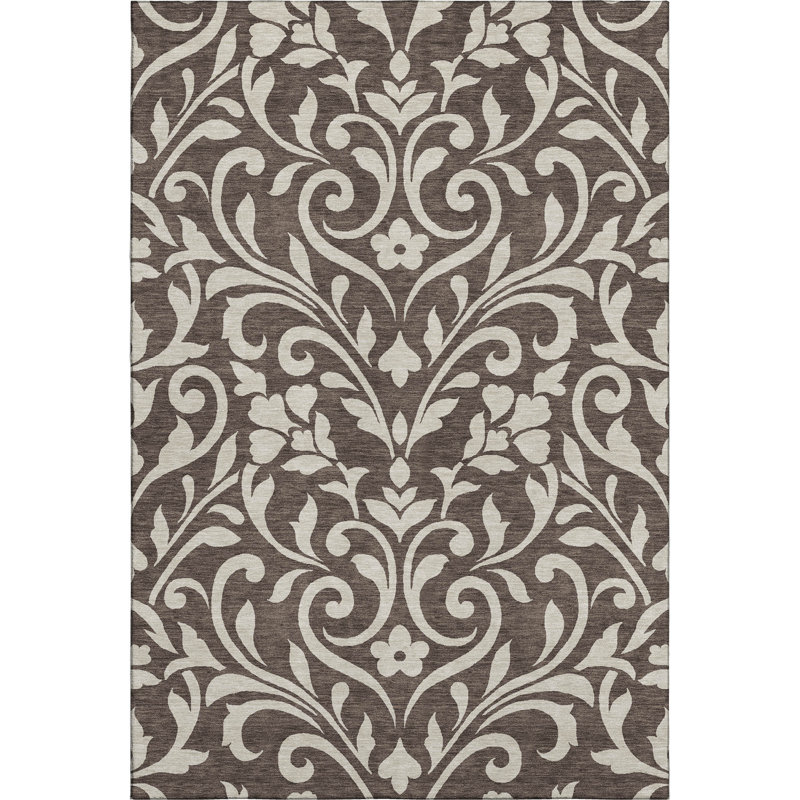 Premium Machine Washable Prisco Chocolate Rug, Rectangle 5' x 7'6"