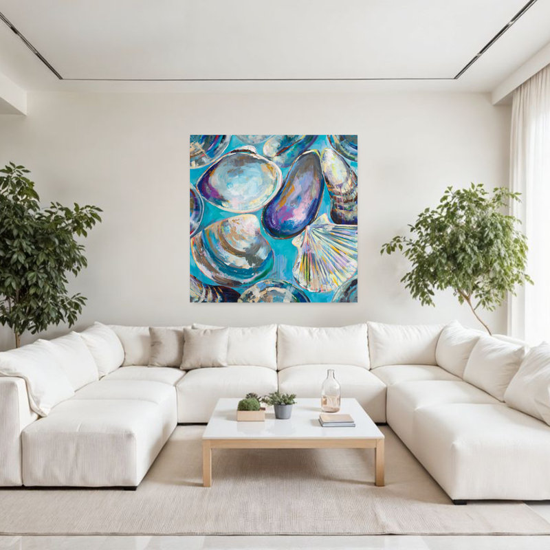 Découverte d'eau salée côtière avec art turquoise, H 48 po x l 48 po