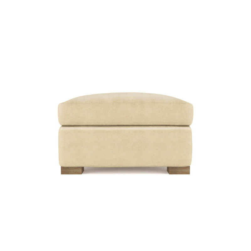 Horatio Upholstered Ottoman, Plush Velvet Silver Streak, Weathered