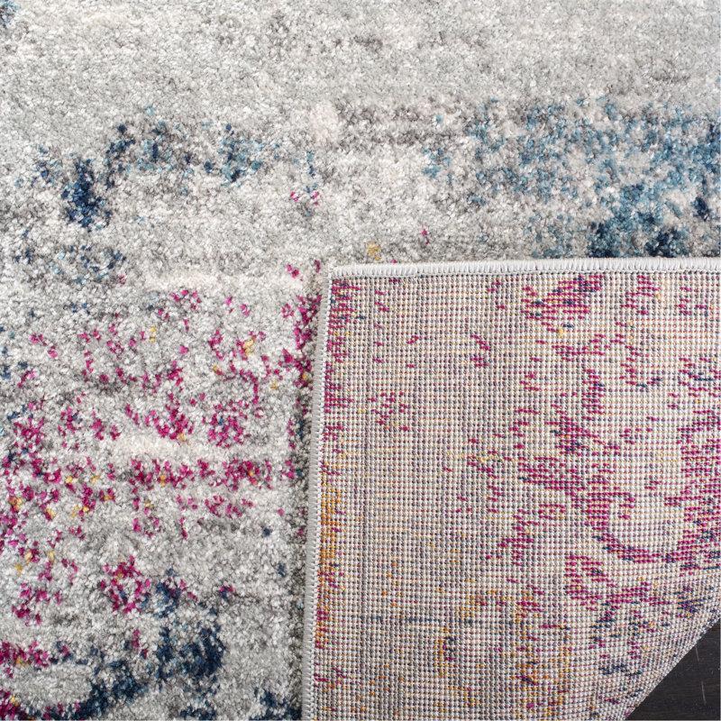 Christa Oriental Light Gray/Fuchsia Area Rug, Rectangle 9' x 12'