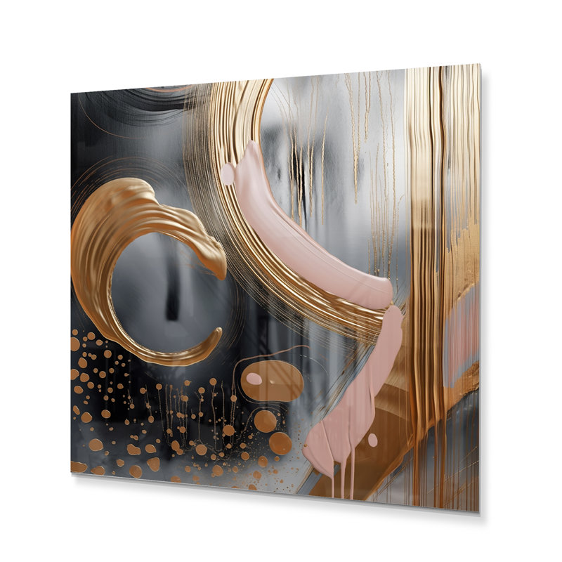 Kandise Glam Abstract Wall Decor on Metal, 16" H x 16" W x 1" D