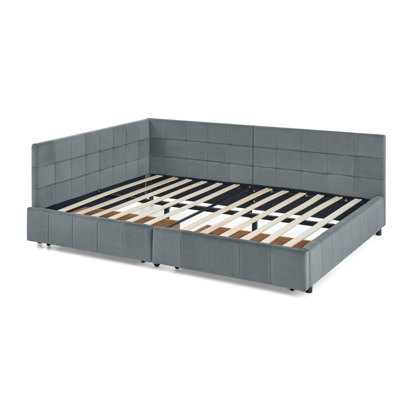 Storage Upholstered Tufted Bed Frame, Grey