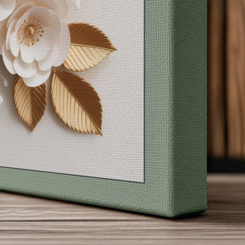 Sculpted Paper Blooms Botanical - Wrapped Canvas, 18x12 - 45.7 x 30.5 cm, Sage Border