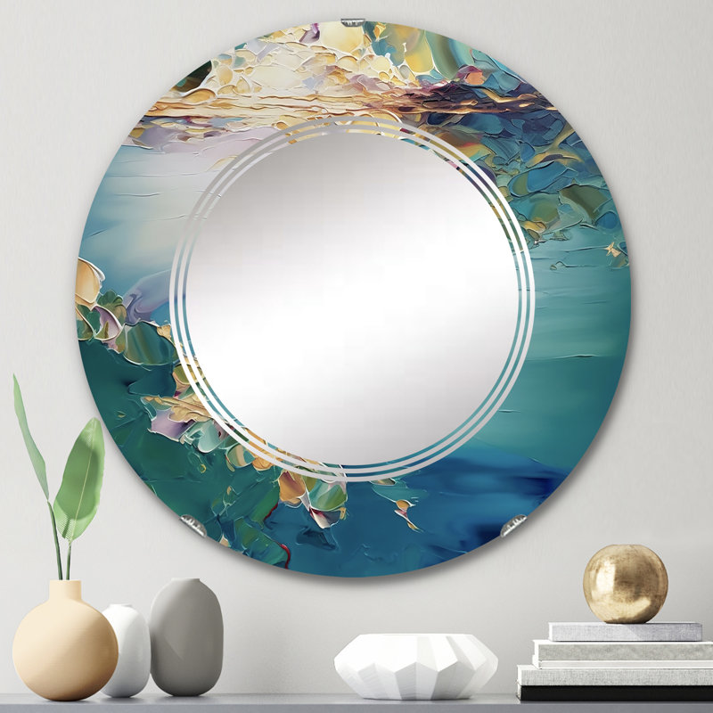 Aspendos - Miroir mural moderne rond, 24 po x 24 po