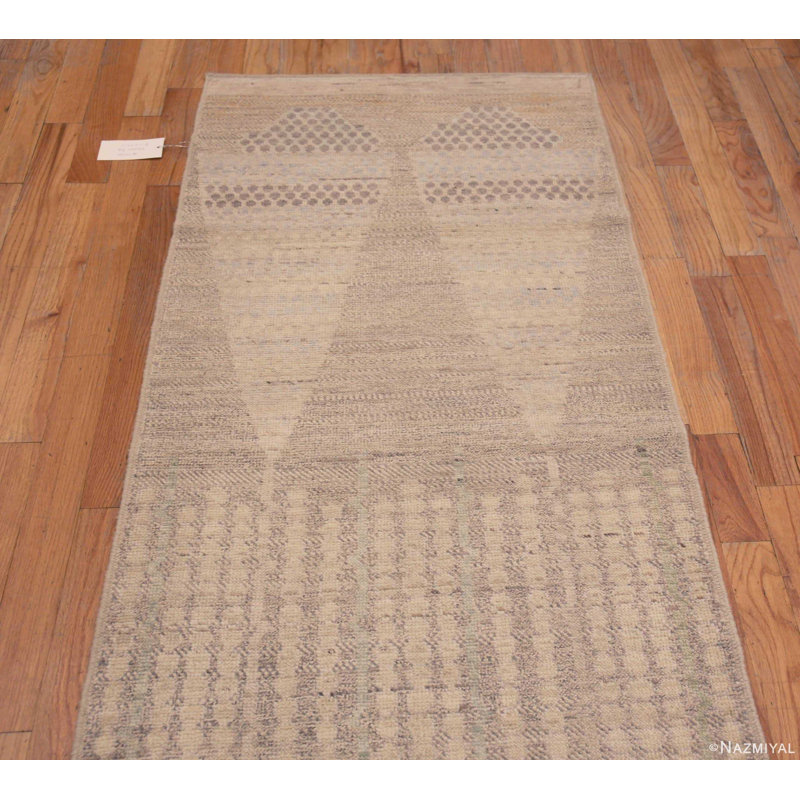 One-of-a-Kind 3' X 13' New Age Runner Area Rug Ivory/Gray/Brown
