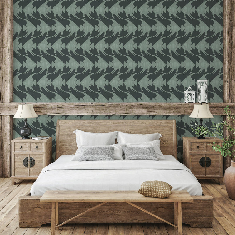 Angel Fish - Wallpaper, Black, Peel & Stick