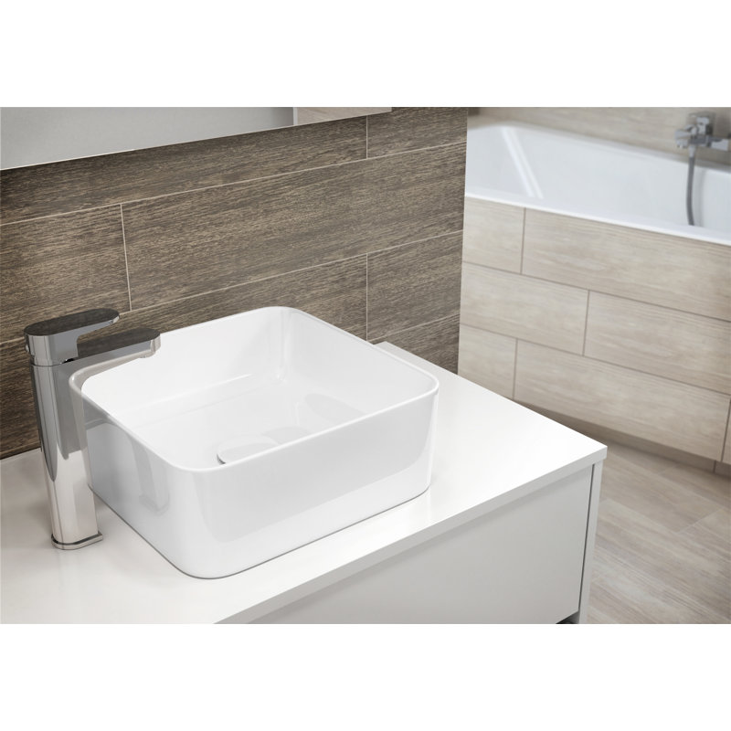 Cersanit 350mm L x 350mm W White Ceramic Square Sink