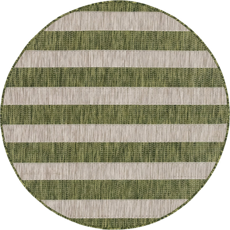Palominas Striped Indoor / Outdoor Rug, Round 4'1"
