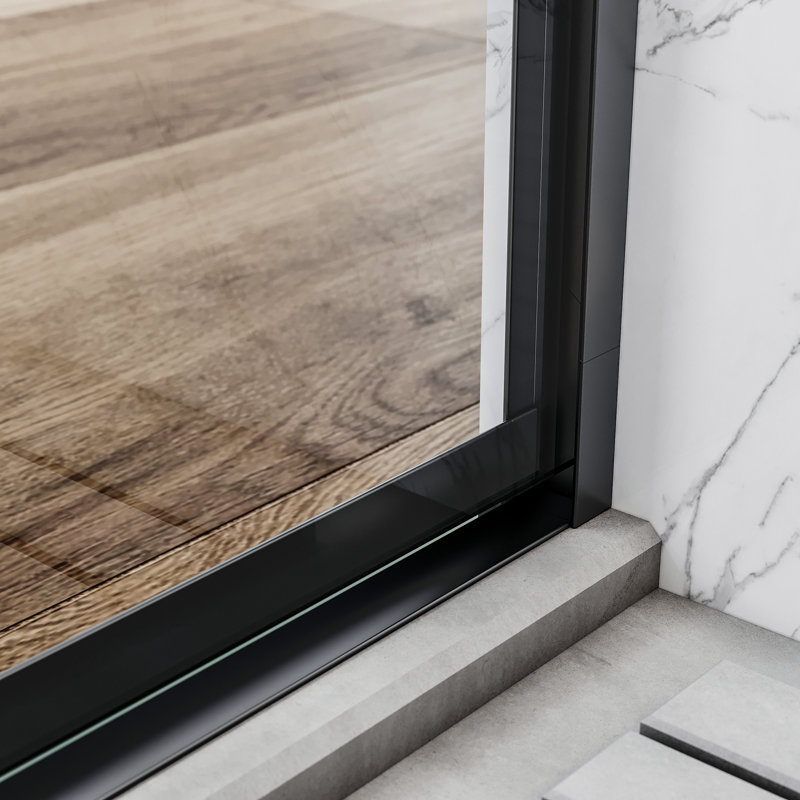 56"-60" W x 62" H Semi-Frameless Double Sliding Tub Door, Black